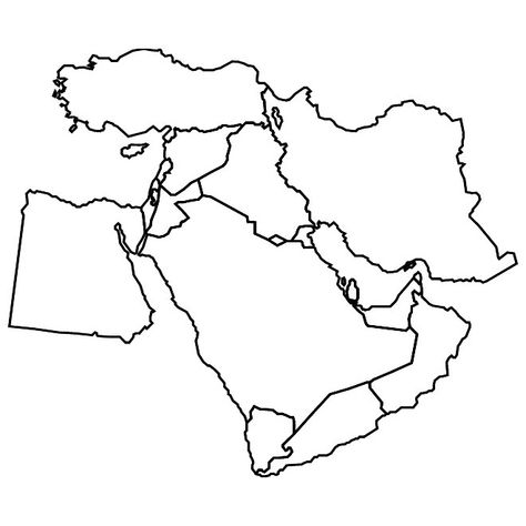 Map Of The Middle East, Create Worksheets, Middle East Map, Map Black And White, Location Pin, Asia Map, Map Outline, Western Asia, Knots Diy