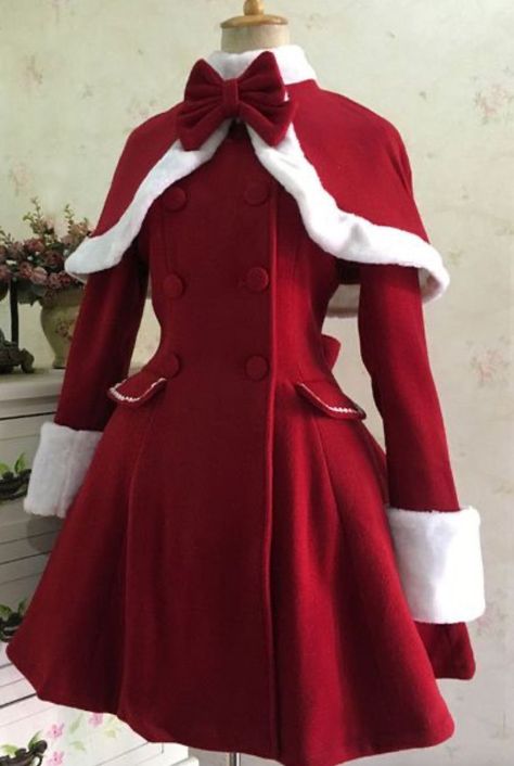 Look 80s, Winter Overcoat, Classic Lolita, Old Fashion Dresses, Winter Chic, Christmas Style, Kawaii Clothes, Christmas Dress, Lolita Fashion