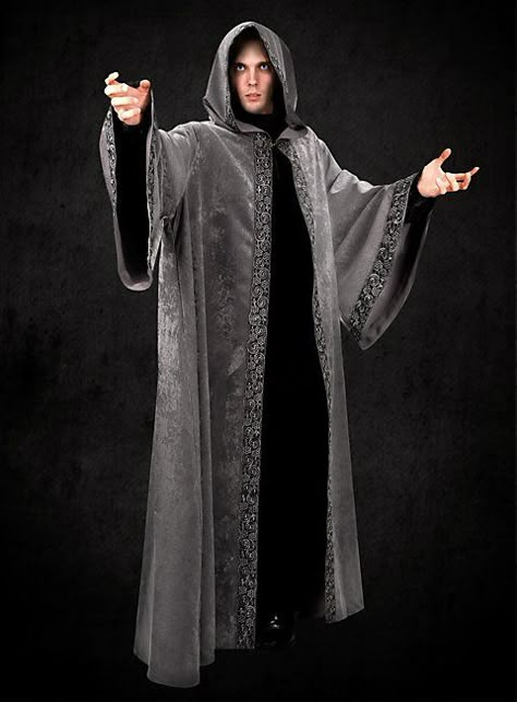 Fantasy Robe with Hood Priest Costume, Robe With Hood, Wizard Robes, Magic Clothes, Boots 2020, Witch Costumes, Sneaker Outfits Women, Cool Coats, Larp Costume