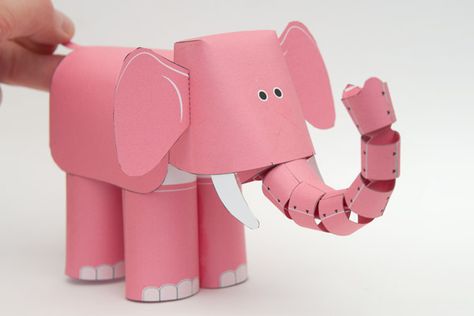 Flexi-Elephant | Rob Ives Paper Elephant Craft, Kinetic Toys, Lion King Broadway, Elephant Crafts, Construction Paper Crafts, Paper 3d, Elephant Party, Paper Engineering, Elephant Trunk