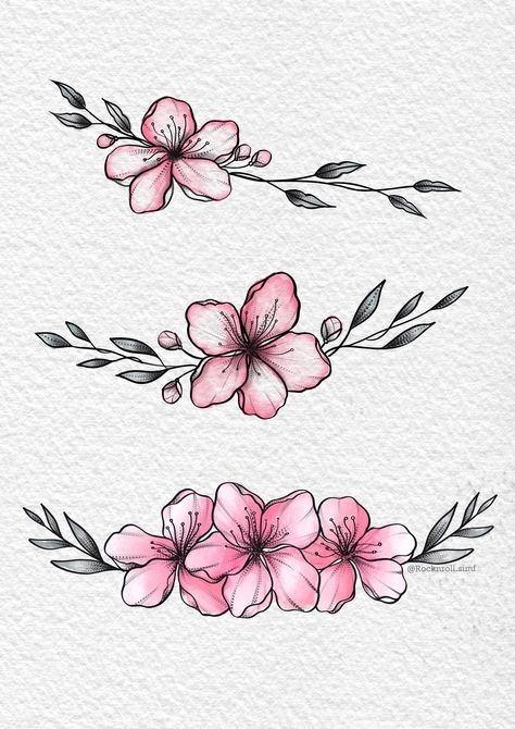 Stomach Floral Tattoos Women, Anime Flower Sketch, Small Flower Sketch, Cherry Flower Drawing, Cherry Blossom Flower Drawing, Cherry Blossom Tattoo Small, Aesthetic Flower Sketch, Small Cherry Blossom Tattoo, Cherry Blossom Drawing