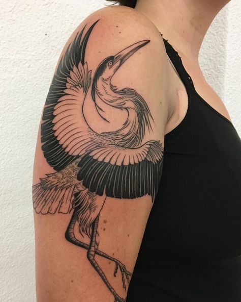 Blue Heron Tattoo, A Bird Tattoo, Heron Tattoo, Family First Tattoo, Crane Tattoo, 4 Tattoo, Great Blue Heron, Bird Tattoo, Design Tattoo