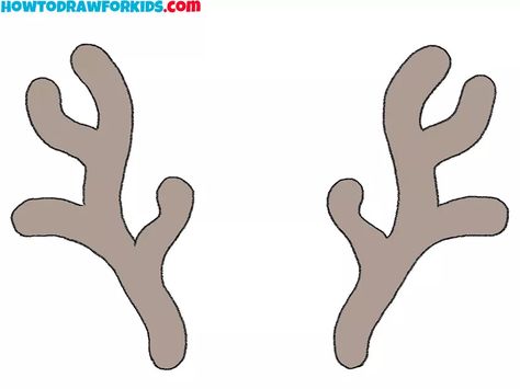 How to Draw Reindeer Antlers - Easy Drawing Tutorial For Kids Reindeer Tail Diy, Reindeer Antlers Template Free Printable, How To Draw Antlers, Reindeer Antlers Template, Reindeer Drawing Easy, How To Draw Reindeer, Printable Reindeer Antlers, Deer Antlers Drawing, Easy Reindeer Drawing