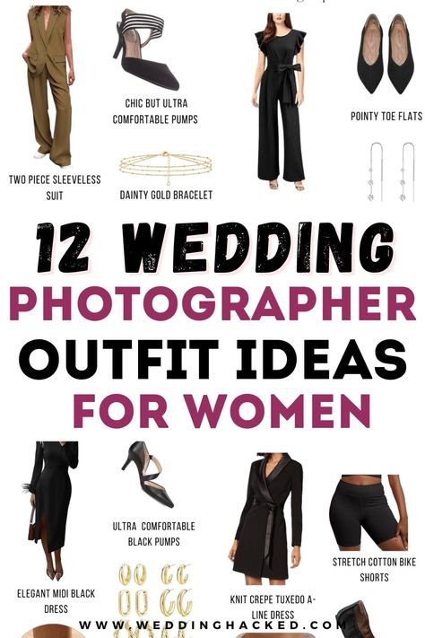 Photographer Outfit Ideas, Wedding Photographer Outfit, Photographer Outfit, Comfortable Pumps, What Not To Wear, Semi Formal Wedding, Dainty Gold Bracelet, Outfit Ideas For Women, Cocktail Attire