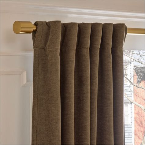 Curtains Living Room Velvet, Cognac Curtains, Dark Curtains Living Room, Brown Velvet Curtains, Brown Curtains Living Room, Insulate Windows, Velvet Curtains Bedroom, Bright Bedrooms, Blackout Curtains Bedroom