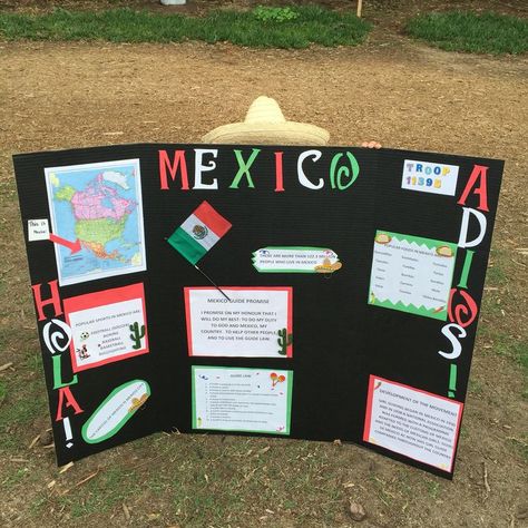 Mexico Presentation Board, Mexico Poster Board Project, Mexico Presentation, World Thinking Day Ideas, Mexico Geography, Tri Fold Poster Board, Mexico Project, Mexico Festival, Tri Fold Poster