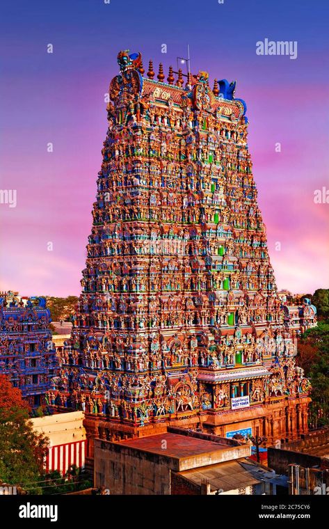 Download this stock image: Madurai Meenakshi Amman Temple, South India - 2C75CY6 from Alamy's library of millions of high resolution stock photos, illustrations and vectors. Meenakshi Amman Temple Photography, Meenakshi Amman Images Hd, Madhurai Meenakshi Amman Images, Madurai Meenakshi Amman, Meenakshi Amman Temple, Meenakshi Amman, Temple Photography, Inspiration Painting, Alphabet Fonts