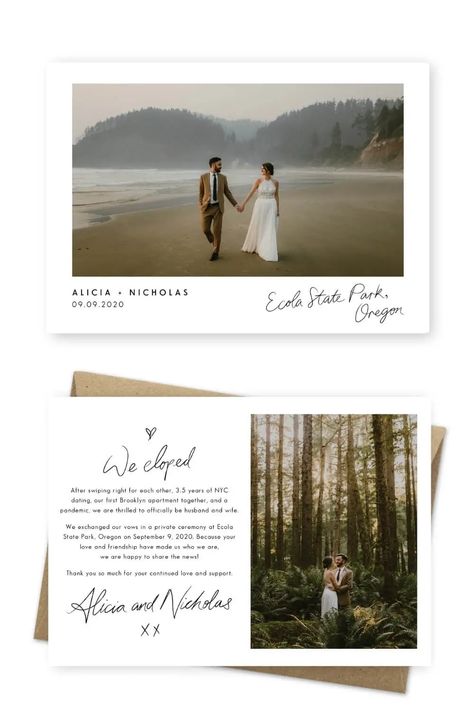 17 Elopement Announcement Card Wording Ideas and Examples Simple Elopement Ideas, Wedding Announcements Wording, Simple Elopement, Wording Ideas, Wedding Announcement Cards, Alaska Wedding, Marriage Announcement, Fall Wedding Color Palette, Jean Photography