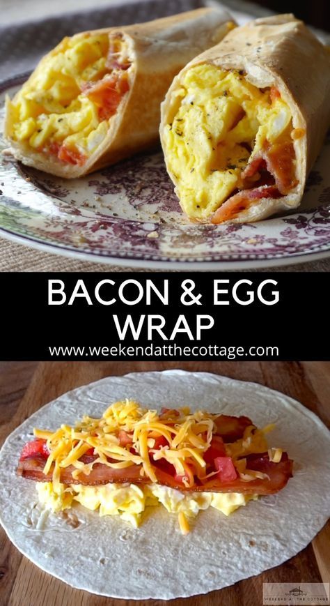 Breakfast Wraps Recipes, Breakfast Wrap, Eggs And Cheese, Bacon Eggs Breakfast, Egg Wrap, Breakfast Wraps, Egg Breakfast, Breakfast Burritos, Bacon Egg