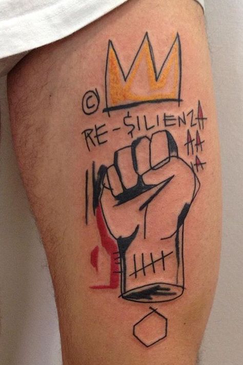 Basquiat Style Art, Obey Tattoo, Basquiat Art Tattoo, Jean Basquiat Tattoo, Jean Michel Basquiat Tattoo, Jean Michel Basquiat Tattoo Ideas, Basquiat Tattoo Sleeve, Basquiat Tattoo, Basquiat Tattoo Dinosaur