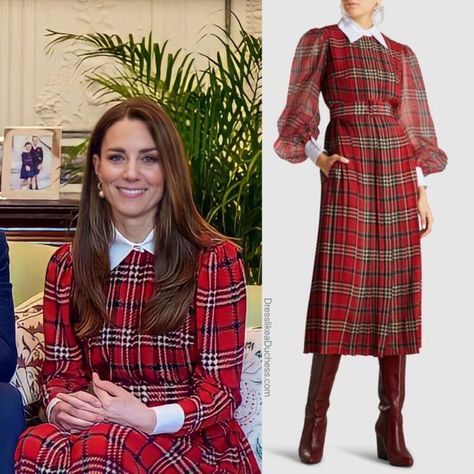 Tartan Dress Outfit, Burns Night Dress, Kate Middleton Style Dresses, Mode Tartan, Red Tartan Dress, Home Clothes Women, Vintage Christmas Dress, Tartan Plaid Dress, Outfit Inspiration Women