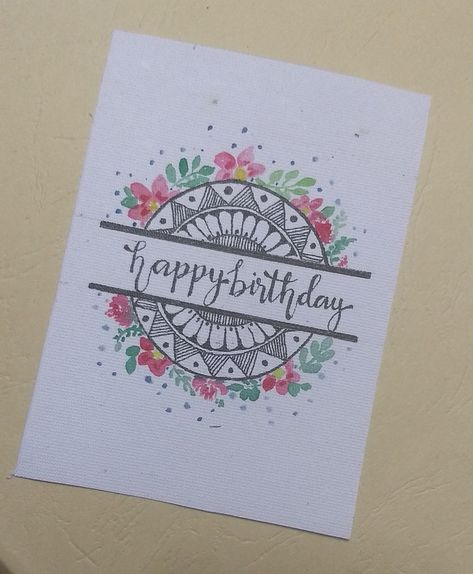 Mandala Art Card Design, Mandala Birthday Card Design, Mandala Greeting Cards Handmade, Mandala Art Birthday Card, Mandala Art Greeting Card, Greeting Card Painting Ideas, Mandala Card Design, Mandala Art For Birthday, Doodle Greeting Cards