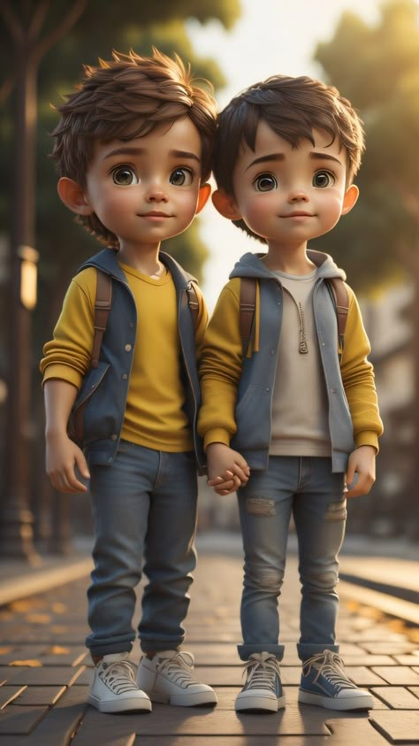 Two Little Cute Friends 3d Cartoon standing together Birthday 19, Album Cover Wallpaper Collage, Trendy Baby Boy Clothes, Breakup Picture, Best Friends Cartoon, Cartoon 3d, Good Skin Tips, Digital Marketing Seo