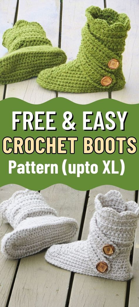 This crochet slipper boots free pattern will make the perfect gift for women. This simple DIY tutorial for crochet boties for women is easy to understand with lots of pictures. Try these chunky Ugg style boots today. crochet boots! crochet slippers|crochet womans boots| crochet slipper socks Crochet Sock Pattern Free, Slipper Crochet, Easy Crochet Socks, Crochet Boots Pattern, Diy Crochet Slippers, Crochet Slipper Boots, Boots Pattern, Easy Crochet Slippers, Slipper Pattern