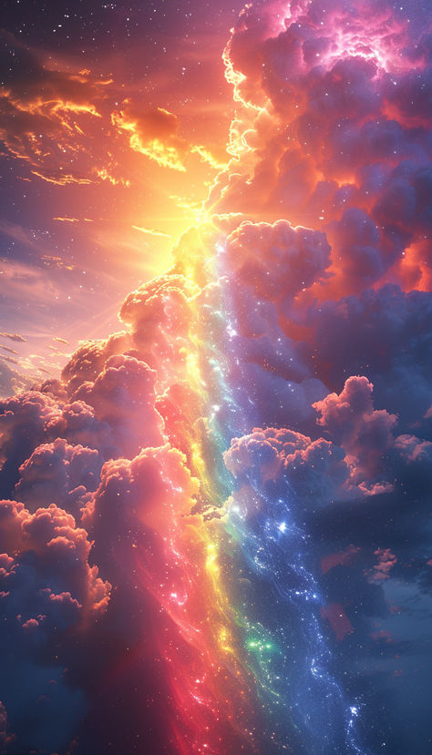 Rainbow Clouds Sun Skyscape Arc En Ciel Aesthetic, Rainbow Clouds Aesthetic, Sky Rainbow Aesthetic, Rainbow Sky Aesthetic, Pileus Cloud, Multicolor Aesthetic, Cloud People, Rainbow Lightning, Rainbow Landscape