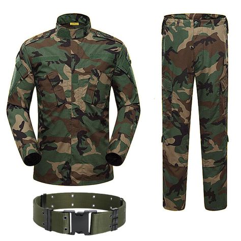 PRICES MAY VARY. 65% Polyester, 35% Cotton Imported Hand Wash Only 100% Brand New. Included: Jacket & Pants & Belt (no other accessories like pads,armbands, boot and gloves). Size: S / M / L / XL / XXL Material: 65% polyester and 35% cotton, Breathe freely, quick-dry, Weight: 1.25kg Multi-pocket, Cuff / Waist / Bottom of one pant leg can be adjusted.BDU combat style, scratch-resistant clothing for outdoor sports. new Amazon Tactical Gear, Cargo Work Pants, Combat Uniforms, Pants With Belt, Military Gear Tactical, Duty Gear, Suit Shirt, Safety Clothing, Tactical Clothing