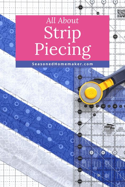 The Strip Piecing technique is a way to save time and fabric. Learn how to cut and piece fabric strips to quickly make simple quilt blocks. # Quilt Tutorials Free, Simple Quilt Blocks, Quilting Easy, Easy Quilt Tutorials, Beginner Quilting Projects, Easy Quilting, Simple Quilt, Strip Piecing, Log Cabin Quilt Blocks