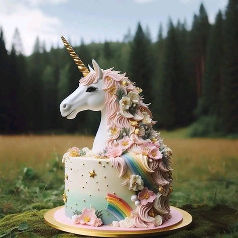 Unique Unicorn Cake Design, Unique Birthday Cake Ideas, Unicorn Cake Design, Unique Birthday Cake, Horse Cakes, Beautiful Birthday Cake, Unique Birthday Cakes, Horse Cake, Beautiful Birthday Cakes