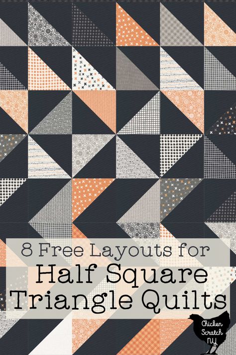 Half Square Triangles are a huge part of quilting, and mastering them is a skill worth having! Here are 8 simple half-square triangle quilt patterns to give you lots of options for all your HSTs. Easy Triangle Quilt, Quilt Blocks Using Half Square Triangles, Hst Patterns Quilt, Hst Quilt Layouts, Hst Layout Ideas, Triangle Square Quilt Pattern, Half Triangle Quilt Patterns Layout, Quilt Pattern Triangles, Quilt With Triangles