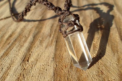 crystal point necklace/pendant-quartz point necklace-crystal wand-crystal macrame-point-hypoallergenic-healing stones-adjustable necklace by ARTEAMANOetsy on Etsy Macrame Crystal Necklace, Macrame Gemstone, Raw Quartz Necklace, Necklace Macrame, Double Terminated Crystal, Macrame Pendant, Crystal Point Necklace, Raw Quartz, Crystal Wand