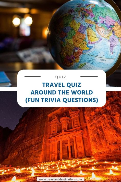 Try our fun and free travel quiz and see how many questions you can get correct. Including questions on places around the world. Click to play. Free Trivia Questions, Quiz Ideas, Geography Trivia, Activities Director, World Quiz, Fun Trivia Questions, Office Corner, Travel Questions, Cognitive Activities