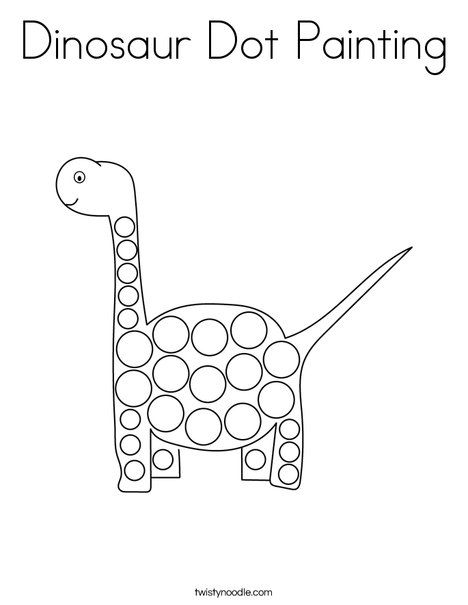 Dinosaur Dot Painting Coloring Page - Twisty Noodle Flowers Preschool, Marker Coloring Pages, Dinosaur Crafts Preschool, Dot Marker Printables, Marker Coloring, Dot Marker Activities, Dinosaurs Preschool, Fine Motor Activities For Kids, Preschool Colors