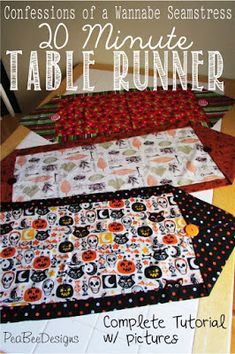 Quilting Placemats, Table Runner Sewing, 10 Minute Table Runner, Quilt Runners, Sewing Hobby, Abaya Pattern, Fabric Runner, Table Runner Tutorial, Table Topper Patterns