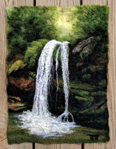 Felted landscapes for sale Art Fibres Textiles, Lukisan Lanskap, Simpul Makrame, Canvas Painting For Beginners, Tanaman Pot, Landscape Art Quilts, Weaving Loom Projects, Needle Felting Diy, Wet Felting Projects