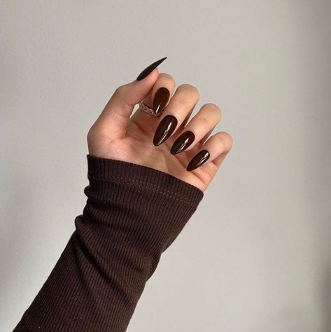 Trendy Brown Nails, Brown Acrylic Nails, Brown Nail, Brown Nails Design, Her Nails, Almond Acrylic Nails, Dark Nails, Nagel Inspo, Brown Nails