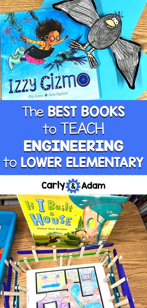 Implementing the engineering design process in your elementary classroom is a great way to engage students in hands-on learning and creativity. This post by Dr. Jacie Maslyk on the Carly and Adam blog will share 9 great books that support engineering and design in kindergarten, first, and second grade. Click to read more. Engineering Elementary School, Steam For Elementary Students, Stem Grade 1, April Stem Activities Elementary, Stem Elementary Classroom, Stem Lesson Plans Preschool, Steam First Grade, Steam Activities Elementary Kindergarten, Stem Reading Activities Elementary