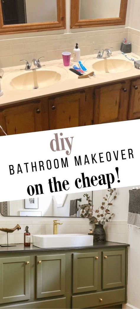 DIY Bathroom Makeover on the Cheap: Budget-Friendly Ideas Cheap Renovations, Small Bathroom Renos, Cheap Bathroom Makeover, Cheap Bathroom Remodel, Vanity Makeover, Diy Bathroom Makeover, Bathroom Vanity Makeover, Diy Bathroom Vanity