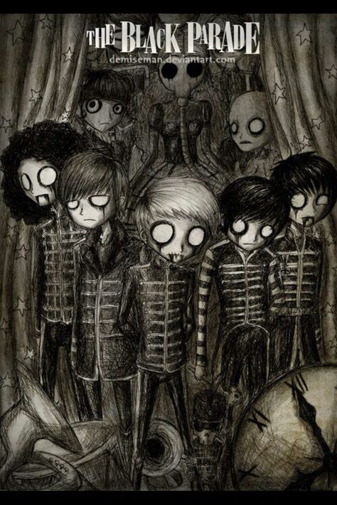 My Chemical Romance Wallpaper, Scene Emo Art, Scene Drawing, Cocoppa Wallpaper, I Love Mcr, Emo Art, Emo Wallpaper, Black Parade, Band Wallpapers