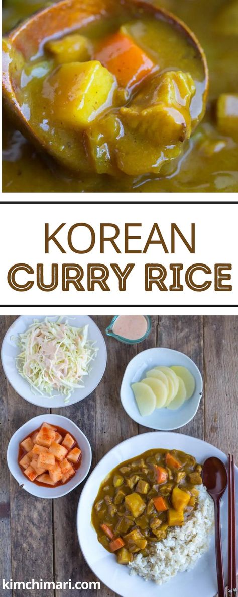 Korean Curry, Rice And Kimchi, Meal With Rice, Curry Rice Recipes, Inexpensive Dinner Recipes, Beef Curry Recipe, Bulgogi Recipe, Korean Kitchen, Korean Rice