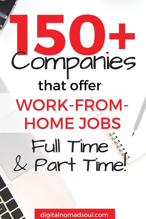 If you are looking for full time or part time remote jobs, check out this article. It lists more than 100 genuine work from home companies structured by the most popular online jobs out there. / Telecommute / Home Office / Digital Nomad / Stay at home mom / Make money online / Part-time jobs Part Time Remote Jobs, Amazon Online Jobs, Work From Home Companies, Stay At Home Jobs, Best Online Jobs, Legit Work From Home, Job Ideas, Earn Online, Legitimate Work From Home