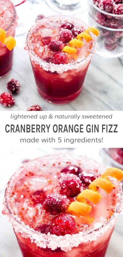 Orange Gin Fizz, Cranberry Cocktail Recipe, Gin Fizz Recipe, Homemade Cranberry Sauce, Cranberry Cocktail, Gin Cocktail Recipes, Cranberry Sauce Homemade, Easy Drink Recipes, Festive Cocktails