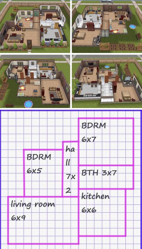 Casas The Sims Freeplay, Sims 4 Houses Layout, Case Minecraft, Sims Freeplay Houses, Pelan Rumah, Minecraft House Plans, Sims Free Play, Floor Bloxburg, Easy Minecraft Houses