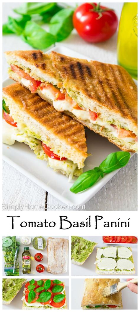 Tomato Basil Panini, Tomato Basil Sandwich, Caprese Sandwich Recipe, Eggs In Tomato Sauce, Recipe Sandwich, Tomato Mozzarella Basil, Mom Breakfast, Mozzarella Sandwich, Caprese Sandwich