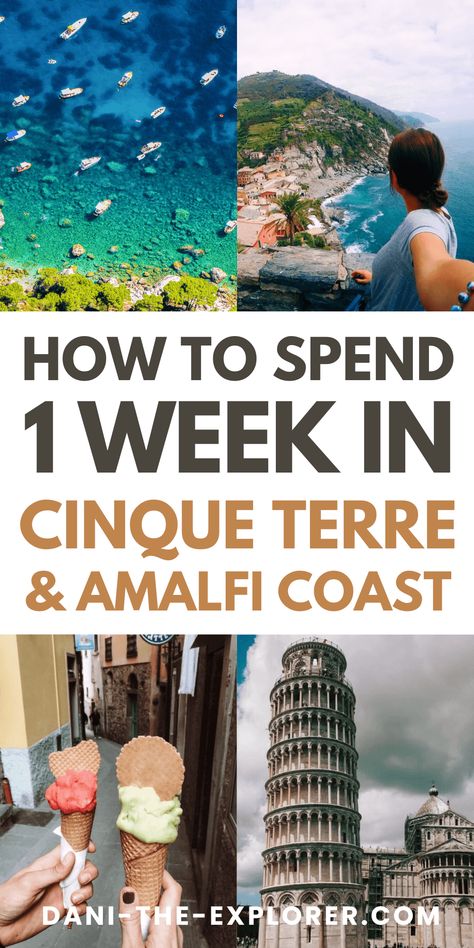 Planning a 7-day trip to Italy? This Cinque Terre & Amalfi Coast itinerary is packed with tips and must-see places for an amazing adventure! — cinque terre italy itinerary | italy itinerary 1 week cinque terre | italy travel guide 1 week | italy best places to visit bucket lists Alfani Coast, Places To Visit Bucket Lists, Travel Outfits Europe, Almafi Coast Italy, Itinerary Italy, Amalfi Coast Itinerary, Travel Tips Europe, Europe Travel Photos, Outfits Europe