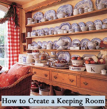 Many homes have a breakfast room and a formal dining room that only gets used maybe twice a year. Consider converting your breakfast room into a keeping room and using your dining room for all of your meals. Keeping rooms were traditionally a family gathering room used to keep warm because it was near the stove. Here are a few tips for turning your breakfast room into a keeping room. Keeping Room Furniture Ideas, Two Hutches In Dining Room, What Is A Keeping Room, Keeping Room Ideas Off Kitchen, Breakfast Room Ideas Farmhouse, Gathering Room Off Kitchen, Dining Room Plate Display, Keeping Room Decorating Ideas, What To Do With Formal Dining Space