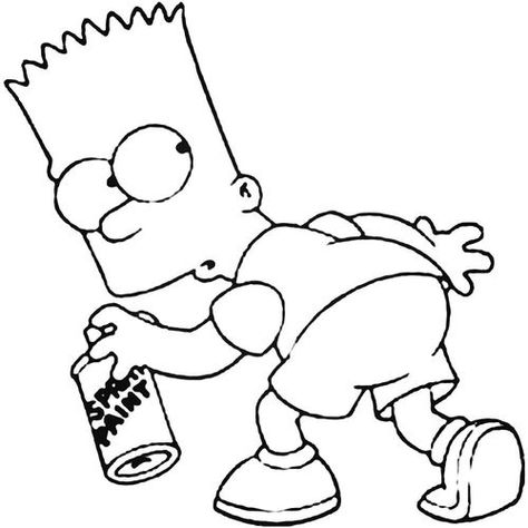 Bart Simpson Drawing, Simpson Pictures, Simpson Art, Bart Simpson Art, Simpsons Tattoo, Simpsons Drawings, Coloring Pages Inspirational, Simpsons Art, Graffiti Characters