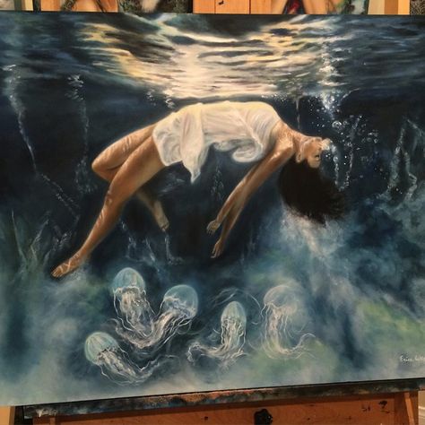 Emotional Painting, Underwater Painting, Dream Painting, Reference Art, Arte Van Gogh, Canvas For Beginners, Lukisan Cat Air, Wow Art, A Level Art