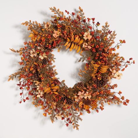 PRICES MAY VARY. [DECORATIVE ARTIFICIAL WREATH]: This autumnal wreath features artificial berries and coreopsis flowers to add instant festive rustic warmth for an enchanting fall home décor accent [PERFECT SEASONAL ACCENT]: Beautiful displayed both indoors and outdoors - on the front porch, window, patio, backyard, garden shed, foyer, mantel, living room, kitchen, or dining room [FULLY ASSEMBLED]: Arrives fully assembled for immediate enjoyment in your home [FULL DIMENSIONS]: 31" wide x 31" dee Pumpkin Contest, Fall Swags, Gorgeous Centerpieces, Autumn Decorating, Artificial Wreath, Inspire Me Home Decor, Have Inspiration, Farmhouse Fall, Autumn Wreaths