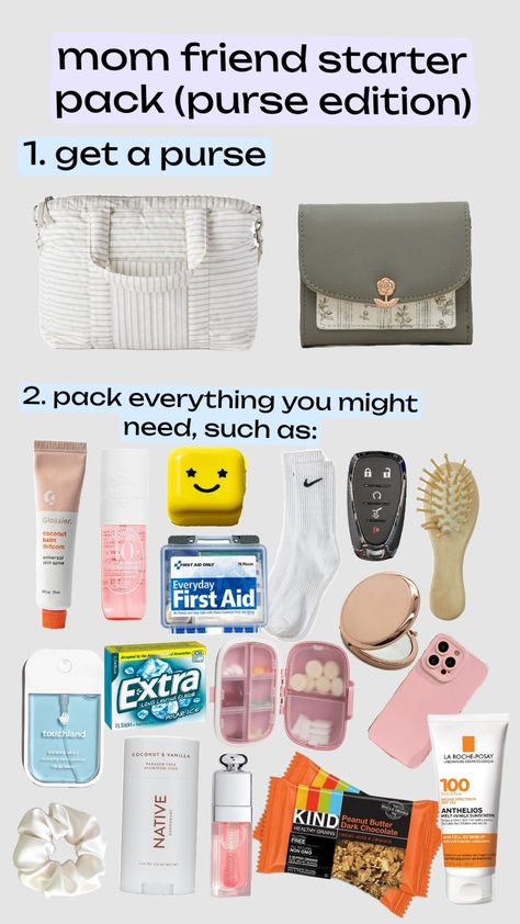 MomFriend™ starter kit #pure #purseessentials #essential #pack #purse #carride #friend #friendgroup #howto #diaperbag #cool #fyp #preppy #preppypurse #bag #mom #bestie #momfriend Mom Friend Bag Essentials, Mom Purses, Goals 2024, Purse Essentials, Mom Friend, Trip Essentials, Balm Dotcom, Friends Mom, Essential Bag