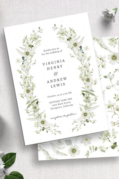 Elegant Vintage Greenery Wedding Invitation Flowers Sage Green, Romantic Calligraphy, Wedding Forest, Forest Leaves, Rustic Boho Wedding, Spring Wedding Invitations, Winter Wedding Invitations, Vintage Outdoor, Greenery Wedding Invitations