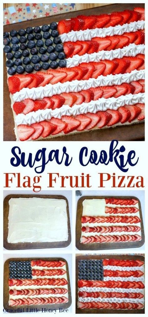 Dessert Recipes For Big Groups, Snacky Food For Party, Light And Refreshing Desserts, 4th Of July Food Dessert, 4th Of July Desserts For A Crowd, 4th Of July Fruit Tray, Labor Day Desserts, Super Easy Sugar Cookies, Flag Fruit Pizza