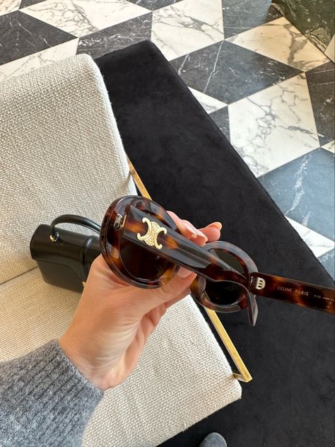 Celine Triomphe sunnies 🤎 Celine Triumph Sunglasses, Celine Sunglasses Triomphe, Celine Triomphe Sunglasses, Luxurious Sunglasses, Celine Glasses, Sunglasses Celine, Chanel Glasses, Classy Street Style, Luxury Glasses