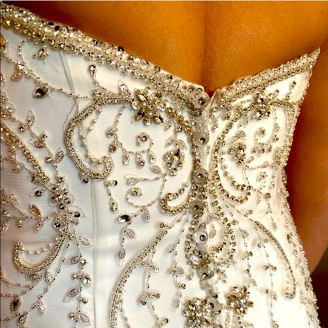 Stunning, Beautiful Beaded Wedding Dress By Kittychen. Never Worn, New With Tags, Never Altered. Wedding Dress With Gold Accents, Mystical Wedding Dress, White And Gold Wedding Dress, Wedding Dress With Gold, Halter Wedding Dress Lace, Mystical Wedding, Lace Wedding Dress Sleeveless, White Dress With Gold, Bhldn Bridesmaid Dresses