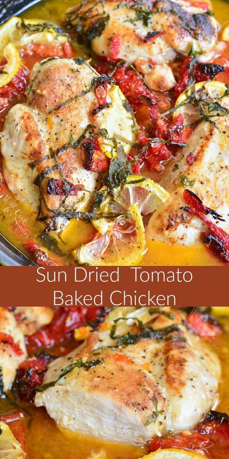 Basil Marinade, Tomato Baked Chicken, Lemon Baked Chicken, Chicken Recipes Juicy, Sundried Tomato Recipes, Juicy Chicken Breast, Sundried Tomato Chicken, Baked Lemon Chicken, Healthy Low Carb Dinners