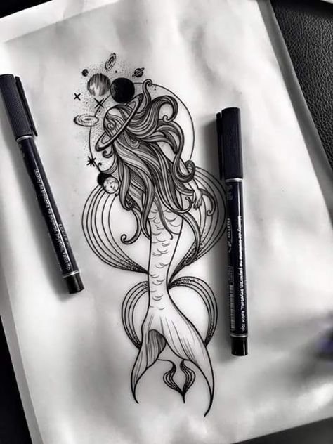 Mermaid Tattoo Designs, Forearm Tattoo Design, Inspiration Tattoos, Sketch Tattoo, Mermaid Tattoo, Mermaid Tattoos, Sternum Tattoo, Tattoo Sketch, Badass Tattoos