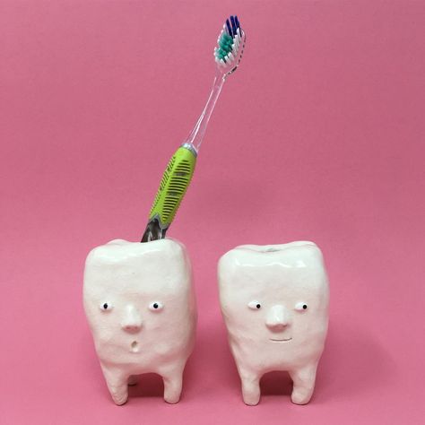 Pottery Toothbrush Holders, Funky Toothbrush Holder, Toothbrush Clay Holder, Cool Toothbrush Holder, Polymer Clay Toothbrush Holder, Fun Toothbrush Holder, Diy Clay Toothbrush Holder, Ceramic Tooth Brush Holder, Ceramic Toothbrush Holder Handmade